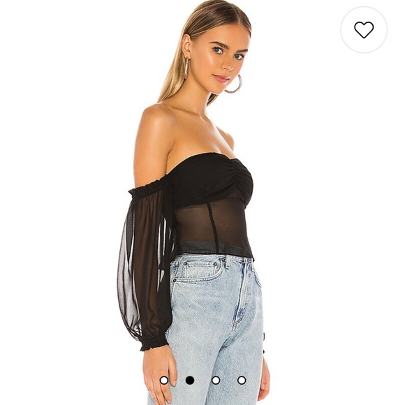 NWT Nickie Off Shoulder Top in Black XXS - Picture 1 of 4